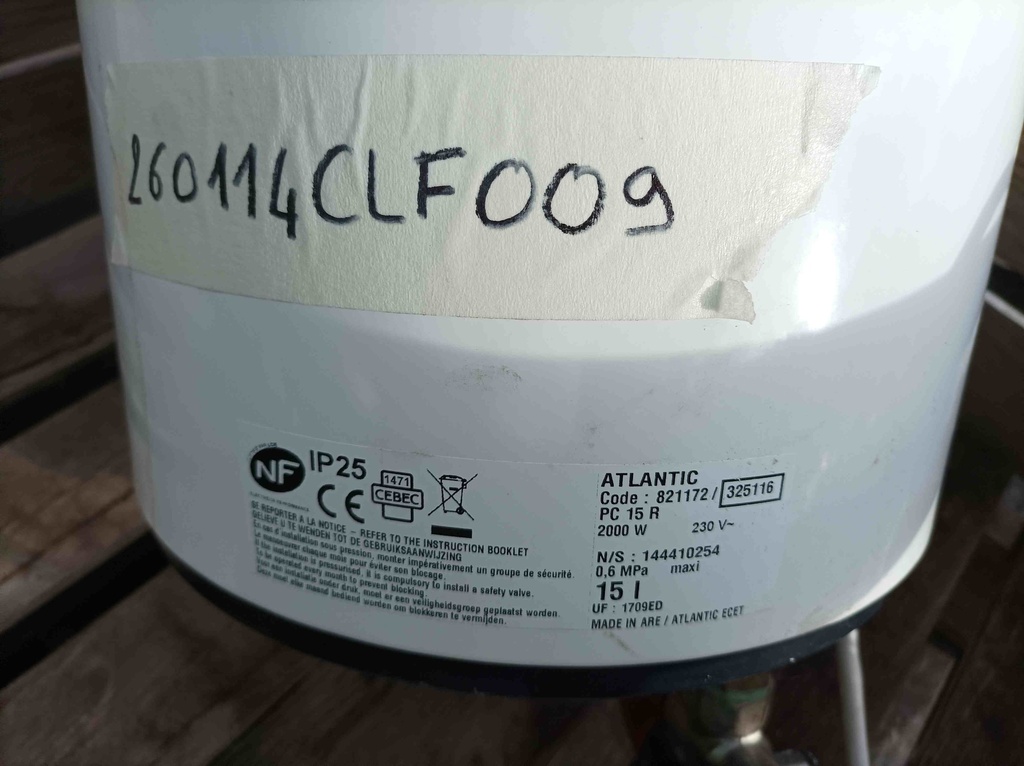 Chauffe-eau Atlantis 15L 2000W