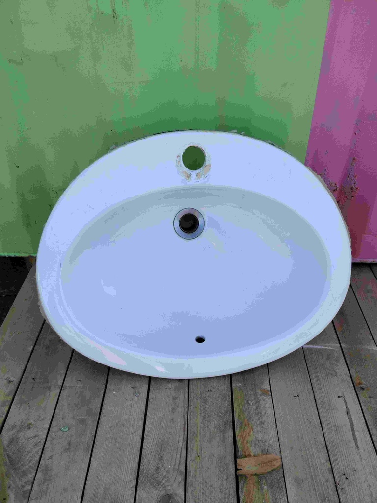 Lavabo ovale sans robinetterie en ceramique blanc