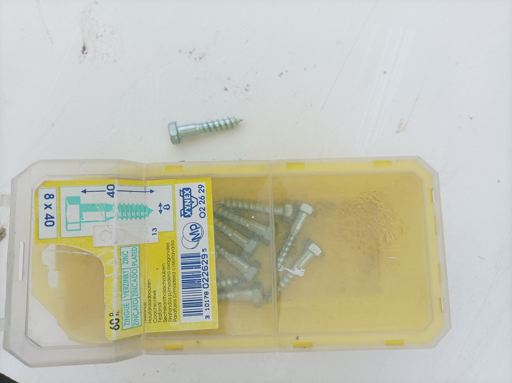 Boite 15 vis Tirefond Acier zingué 8x40mm bois
