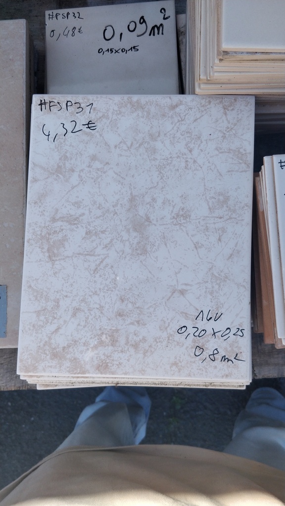 Lot 0,8m² faïence 0,20x0,25