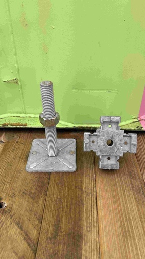 [#1007 ET#1008] Pied verin plancher technique 8x8_Embase carrée et tige acier 16mm soudée