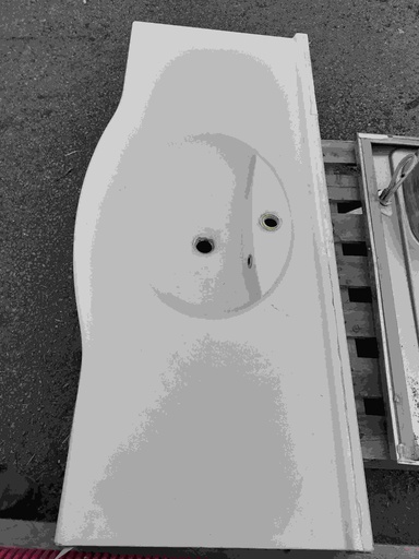 [#313] Lavabo céramique blanc sans robinetterie