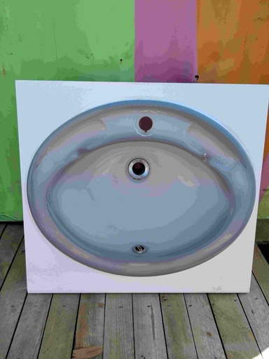 [#969] Lavabo gris sans robinetterie en résine